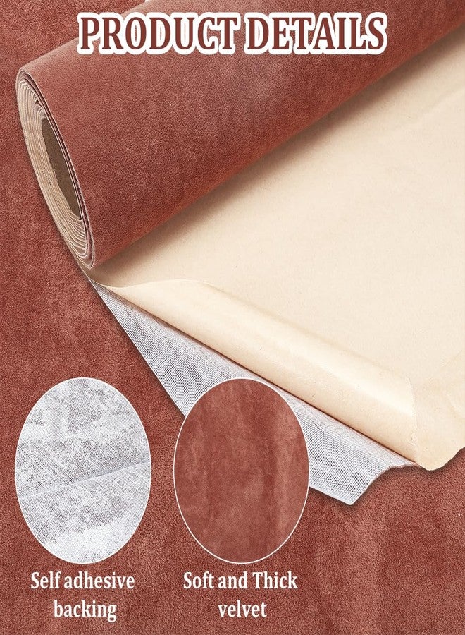 BENECREAT 118x15.7 Inch Self Adhesive Velvet Flocking Liner, Iced Velvet Flock Roll DIY Velvet Fabric for Art & Crafts, Jewelry Box, Wallpaper, Coconut Brown - Image 4