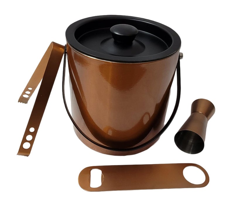 Proniks Stainless Steel Insulated Ice Bucket with Opener and Ice Tong and peg Measure and with Ice Scope 1Liter Keeps Ice Cold for 6 h Great bar Tools for Home bar Accessories Mini bar Wine - Image 1