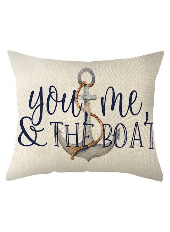 Ogiselestyle You Me and The Boat Summer Throw Pillow Covers, 12 x 20 Inch Summer Beach Cushion Case Decoration for Sofa Couch - Image 1