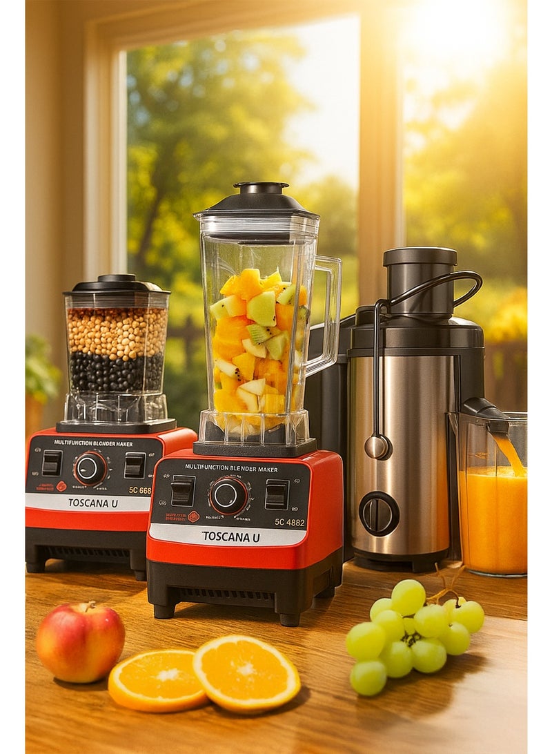 توسكانا يو 3 في 1 مجموعة عصارة كهربائية سعة 600 مل وقوة 800 واط و خلاط متعدد الوظائف مع مطحنة سعة 2 لتر - Image 1