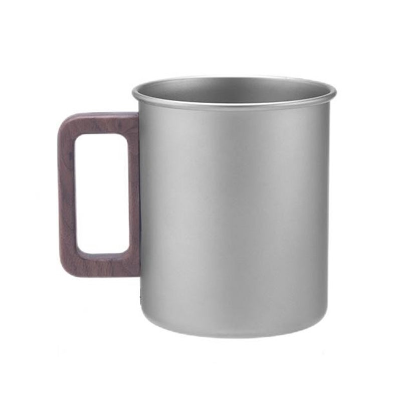 Ti Camping Cup Pure Ti Travel Mug Wooden Handle Large Capacity Outdoor Portable Large Beer Mug Tea Cup - Image 1