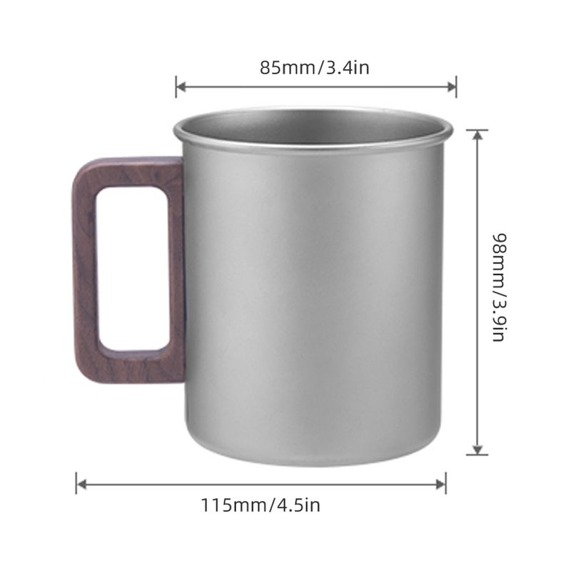 Ti Camping Cup Pure Ti Travel Mug Wooden Handle Large Capacity Outdoor Portable Large Beer Mug Tea Cup - Image 3