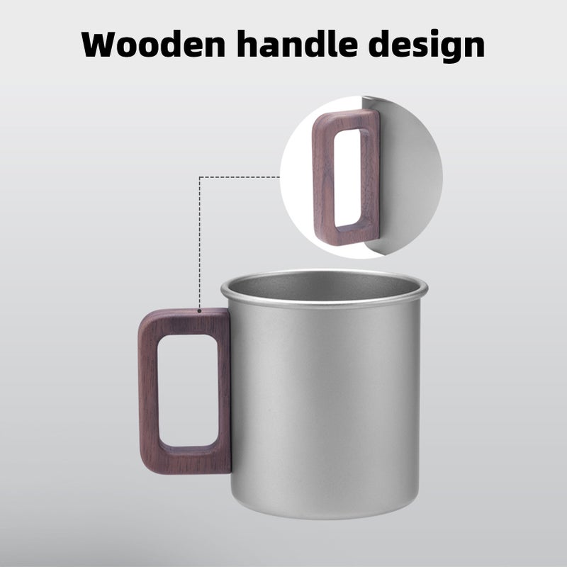 Ti Camping Cup Pure Ti Travel Mug Wooden Handle Large Capacity Outdoor Portable Large Beer Mug Tea Cup - Image 5