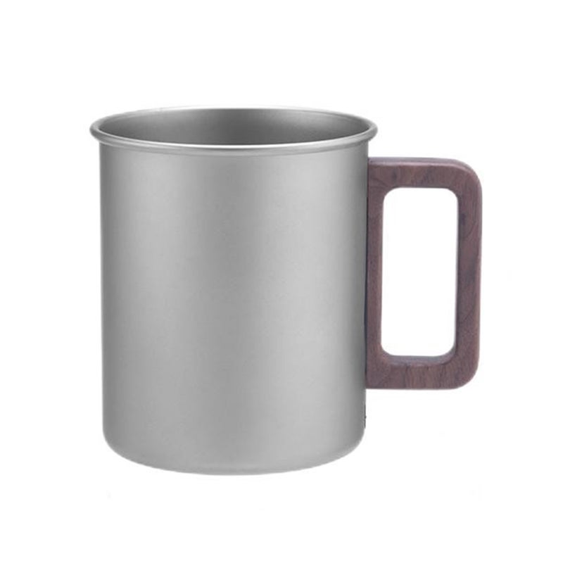 Ti Camping Cup Pure Ti Travel Mug Wooden Handle Large Capacity Outdoor Portable Large Beer Mug Tea Cup - Image 2