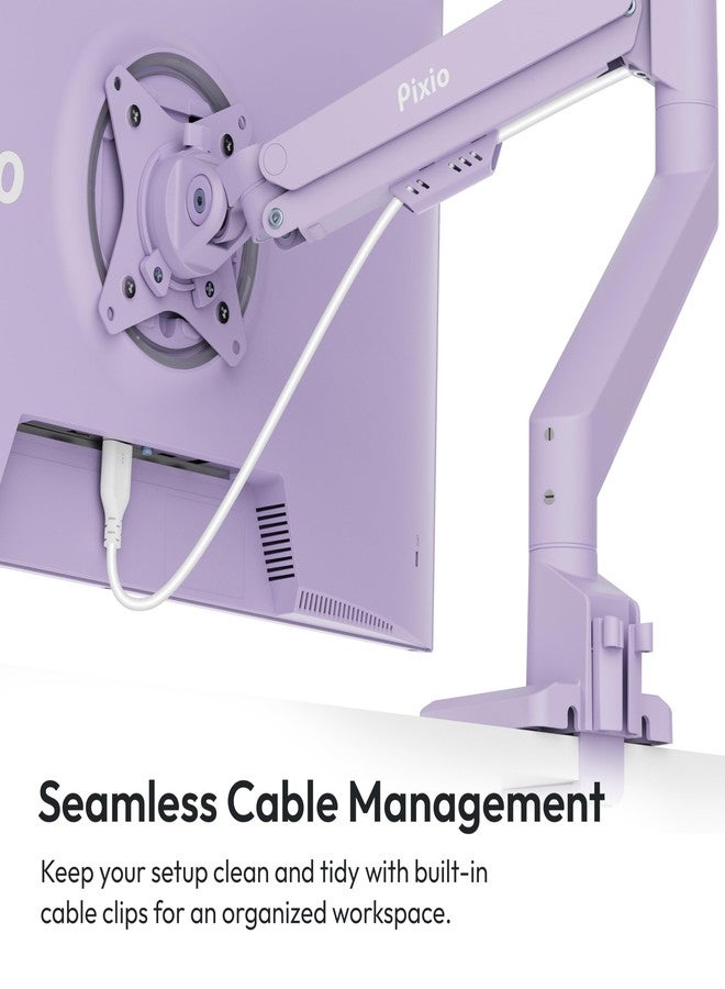 Pixio PS1S Wave Purple Single Monitor Arm Stand Desk Mount - Fits up to 32 inches Monitors and up to 19.8lbs. VESA Compatibility and Integrated Cable Management - Image 5
