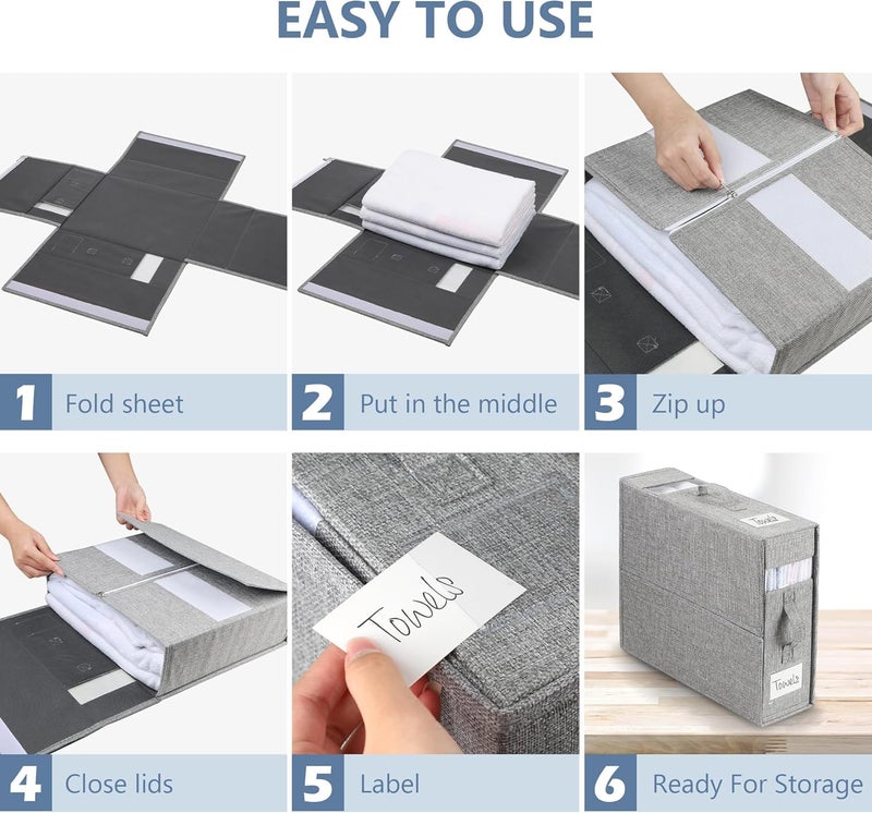 Snivy Snivy Bed Sheet Organizer Foldable Linen Closet Organizers and Storage Sheet Organizer Queen King Size Bedding Storage Box for Bedsheets Duvet Covers and Pillow 1 Pc  - Image 3