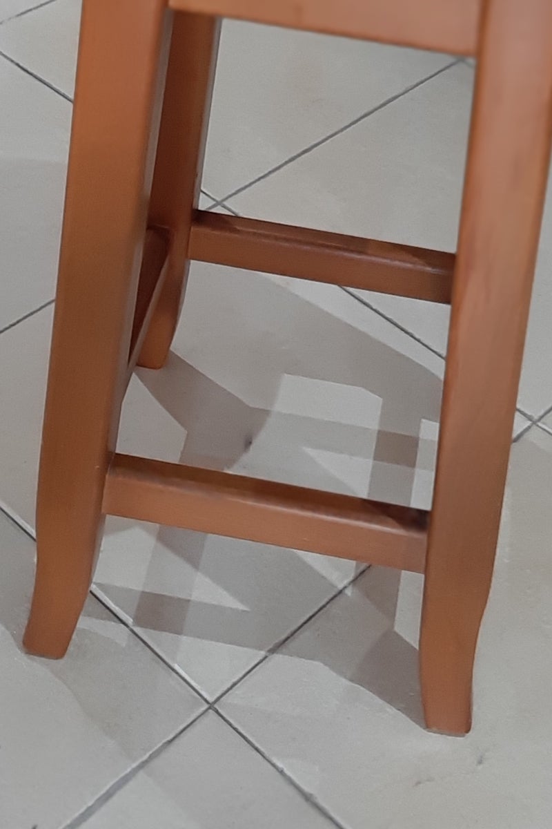 ام فرنتشر - كرسي بار مستدير - بني 34x34x67 بمقعد بيج - Image 2