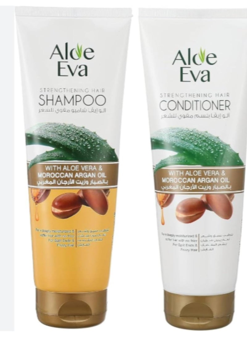 Aloe Eva Strengthening Hair Conditioner with Aloe Vera and Moroccan Argan Oil 230 ml + strengthening hair shampoo with aloe vera and moroccan argan oil 230 ml + Hair oil with aloe vera 85ml  - Image 3