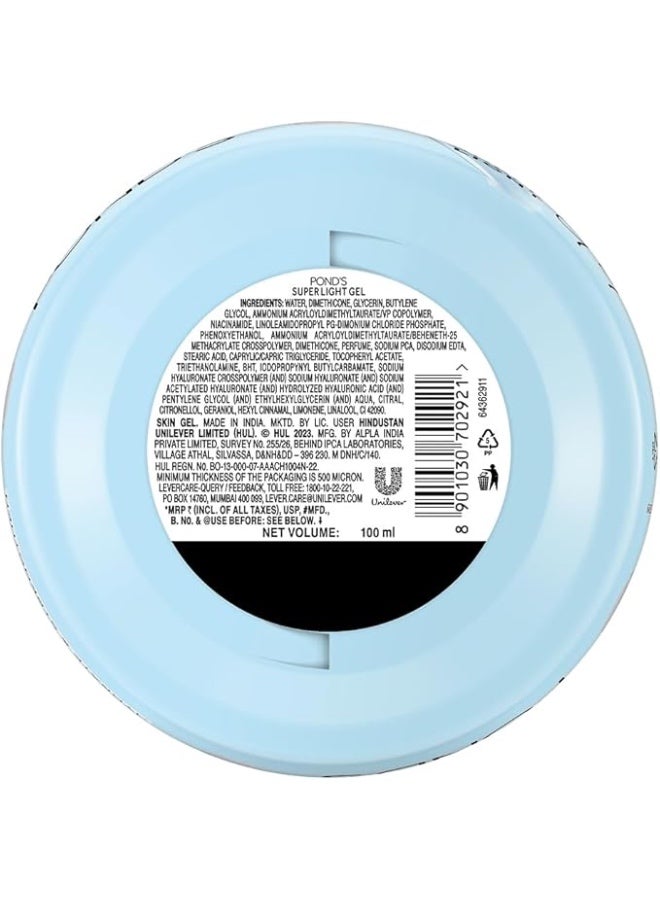 PONDS POND'S Super Light Gel Oil Free Face Moisturizer 100 ml | With Hyaluronic Acid & Vitamin E for Fresh Glowing Skin & 24 hr Hydration - Daily Use - Image 2