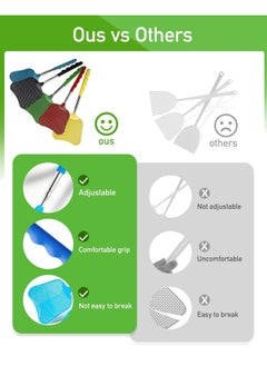 Oasisgalore 5 Pcs Plastic Fly Swatter ,Telescopic Fly Swatters, Large Bug Swatter for Indoor and Outdoor  - Image 4