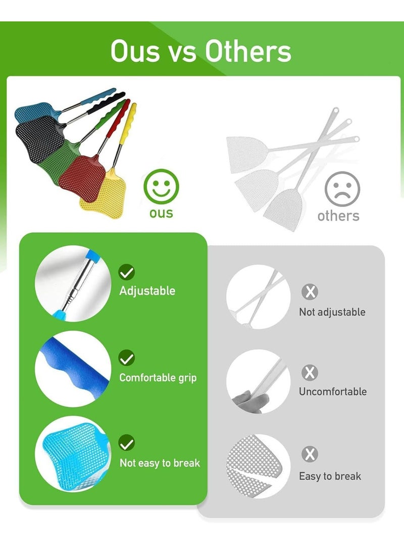 Oasisgalore 5 Pcs Plastic Fly Swatter ,Telescopic Fly Swatters, Large Bug Swatter for Indoor and Outdoor  - Image 4