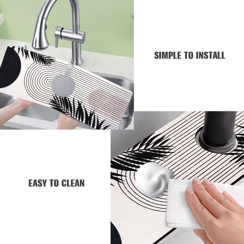 aquoechd Sink Faucet Absorbing Mat, 2 Pack Drying Mat Around Faucet Sink Splash Guard Behind Faucet Sinkmat For Kitchen Bathroom Island Rv 15 * 5.5 Inch (38 * 14 cm) - Image 4