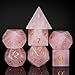 UDIXI Stone Dice Set DD 7PCS Gemstone DND Dice Polyhedral with Gift Case for Role Playing GamesRose Quartz - Image 2