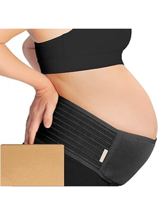 Maternity Belly Bands for Pregnant Women - Soft & Breathable Pregnancy Belly Support Band, Adjustable Maternity Belt for Back, Pelvic Support, Comfortable, Easy to Use (Black)