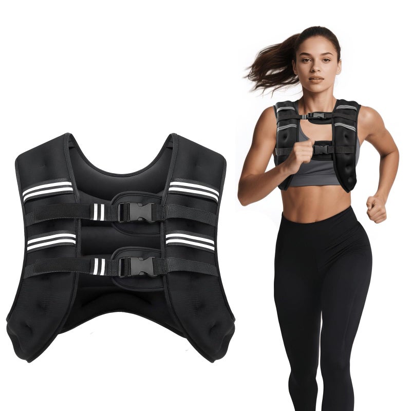 Ragebby Weighted Vest, 12lbs Vest for Men Women with Reflective Stripe, Body Weight Vests Adjustable for Workout, Strength Training, Running, Fitness, Muscle Building, Weight Loss - Image 1