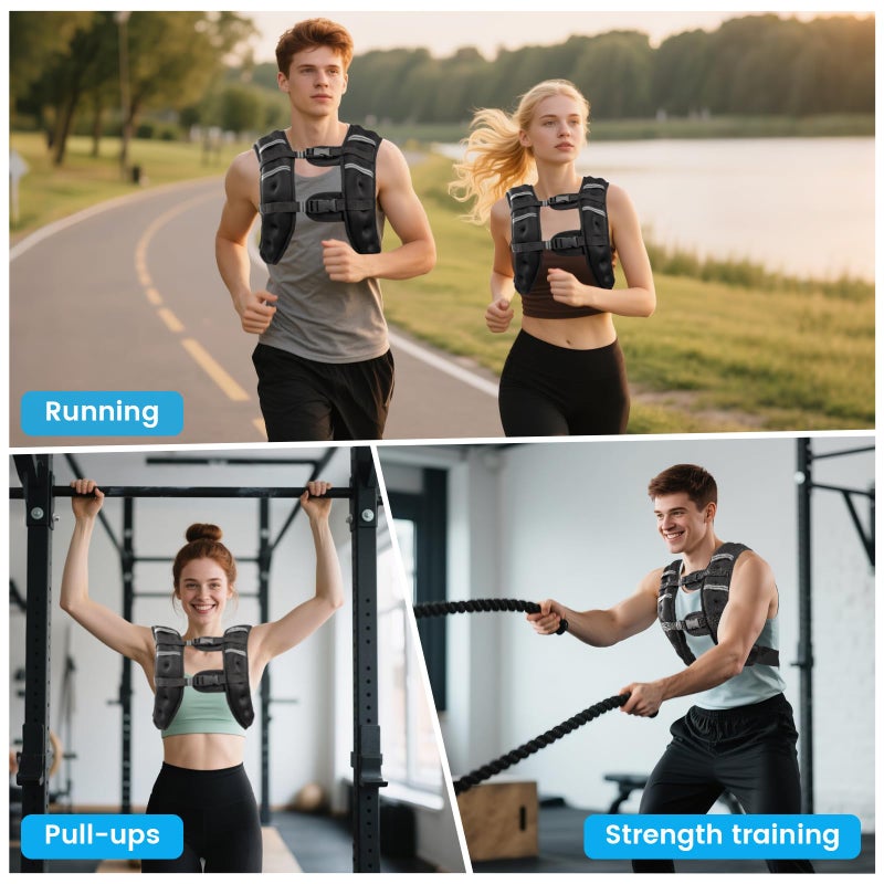Ragebby Weighted Vest, 12lbs Vest for Men Women with Reflective Stripe, Body Weight Vests Adjustable for Workout, Strength Training, Running, Fitness, Muscle Building, Weight Loss - Image 2