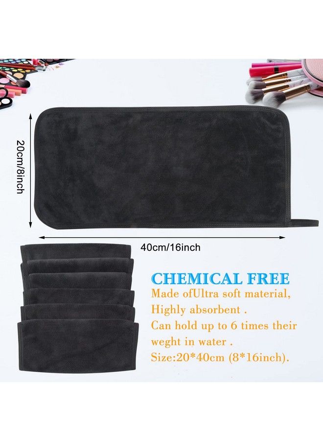 SUNLAND Microfiber Face Makeup Remover Cloths Reusable Facial Cleaning Towel Ultra Soft Washcloths 8Inchx16Inch，Black 6 Pack  - Image 3