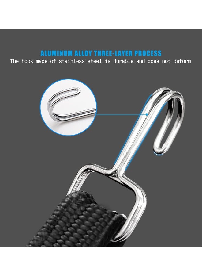 4 Pack Bungee Cords With Hooks Set Black Adjustable 80" Long Flat Heavy Duty Elasticity Straps with Length Adjustment Metal Buckle Luggage Elastic Rope for Moving Cargo - Image 3