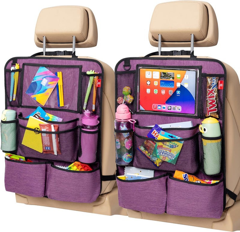 Helteko Backseat Car Organizer with Touch Screen Tablet Holder - 2 Pack, Violet - Image 1