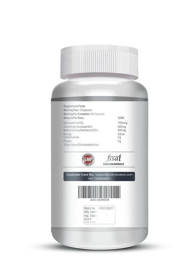 Vokin Biotech Glucosamine 1000mg, MSM 500mg & Chondroitin 500mg Support Joint Pain & Joint Strength 90 Capsules (Glucosamine) - Image 5