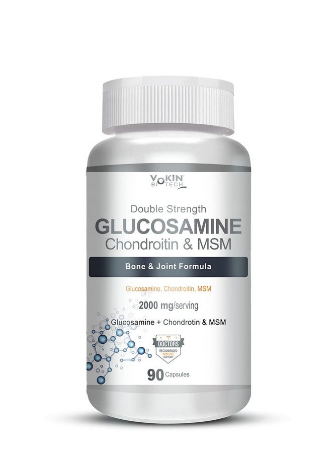 Vokin Biotech Glucosamine 1000mg, MSM 500mg & Chondroitin 500mg Support Joint Pain & Joint Strength 90 Capsules (Glucosamine) - Image 1