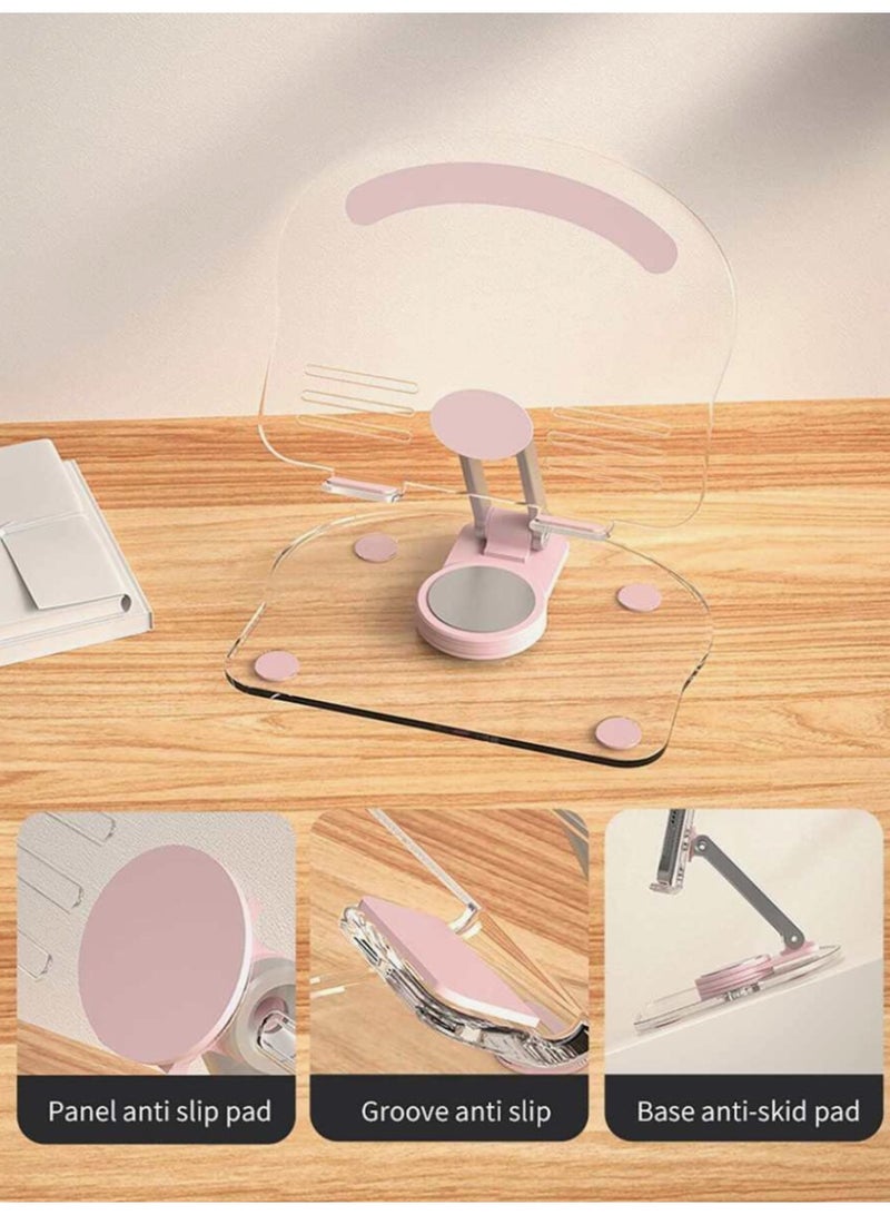 اتش بي ار تي حامل دوار 360 درجة قابل للطي للهاتف والتابلت، حامل جهاز لوحي لمكتب العمل، محمول من الألومنيوم والبلاستيك المقوى، قاعدة مانعة للانزلاق، متوافق مع أجهزة 4.7-13 بوصة – وردي - Image 5