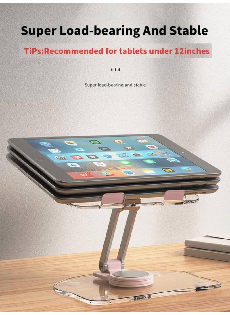 اتش بي ار تي حامل دوار 360 درجة قابل للطي للهاتف والتابلت، حامل جهاز لوحي لمكتب العمل، محمول من الألومنيوم والبلاستيك المقوى، قاعدة مانعة للانزلاق، متوافق مع أجهزة 4.7-13 بوصة – وردي - Image 3
