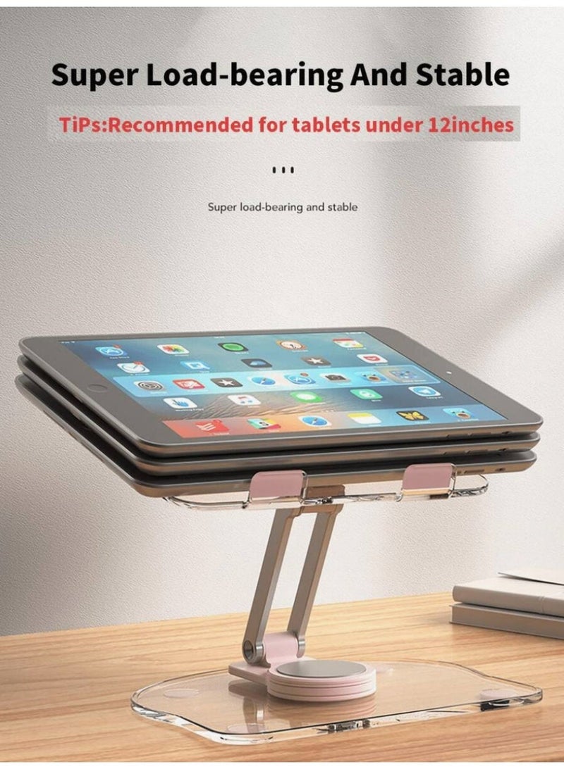 اتش بي ار تي حامل دوار 360 درجة قابل للطي للهاتف والتابلت، حامل جهاز لوحي لمكتب العمل، محمول من الألومنيوم والبلاستيك المقوى، قاعدة مانعة للانزلاق، متوافق مع أجهزة 4.7-13 بوصة – وردي - Image 3
