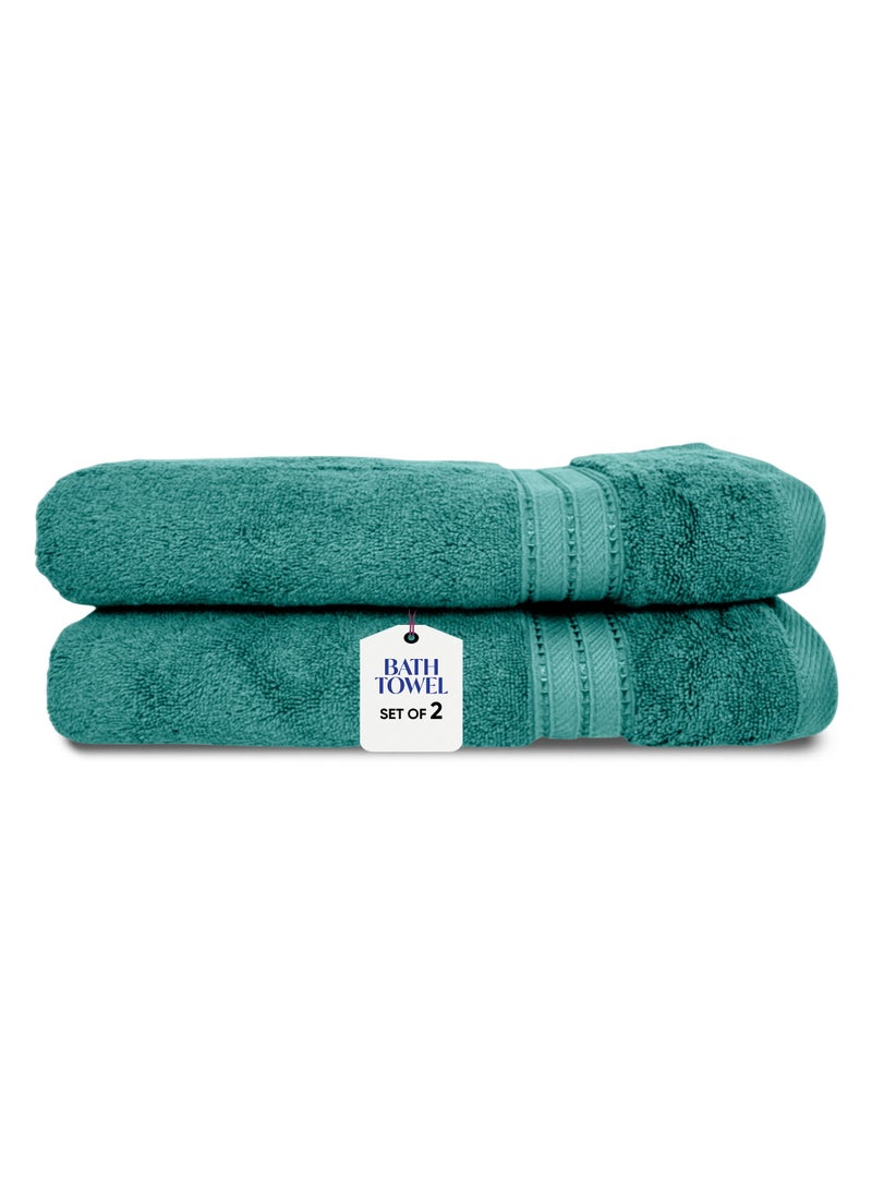 كاسينو Kassino Premium Bath Towels Set - (2 Pack, 70x140 cm), 580 GSM Bath Towel,100% Combed Cotton, Soft & Quick-Dry Towels for Bathroom, Highly Absorbent, Double Stitched Hotel Quality Towels | Sea Green - Image 1
