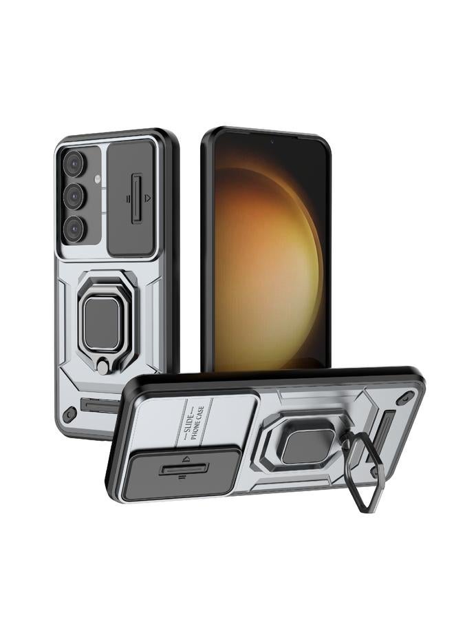 اس-توب جراب لهاتف Samsung Galaxy S25 5G، جراب منزلق من مادة TPU + PC، جراب هاتف مقاوم للصدمات مع حامل - Image 1