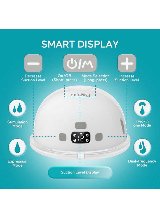 Paruu Hands Free Breast Pump P16, Wearable Breast Pump Electirc Portable with 4 Modes & 12 Levels, Max 309mmHg Strong Suction 19/21/24mm Flange Inserts Wearable Breastfeeding Pump, 2 Pack White - Image 2