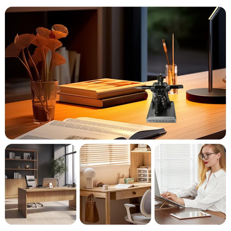 Medieval Knight Pencil Holder Silver Desk Decoration Figurine For Students Teachers Writers Authors Collectors Office Home - Image 5