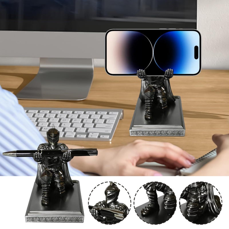 Medieval Knight Pencil Holder Silver Desk Decoration Figurine For Students Teachers Writers Authors Collectors Office Home - Image 4