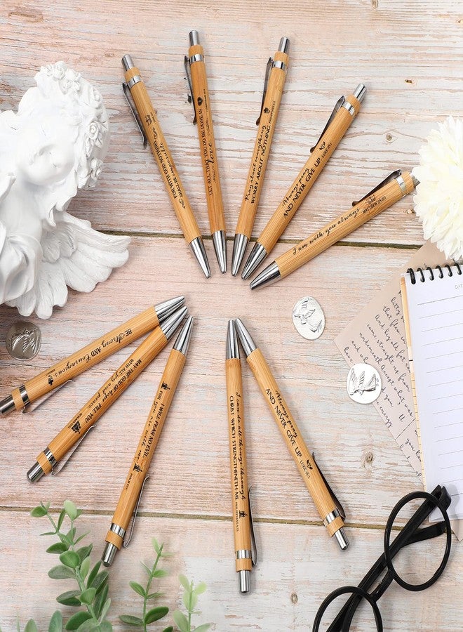 Fumete 50 Pcs Easter Gifts Christian Bible Verse Bamboo Pen Wooden Inspirational Quotes Ballpoint Pen Bulk Religious Church Gifts for Women Pastor Teacher Mother's Day(Natural,English) - Image 5