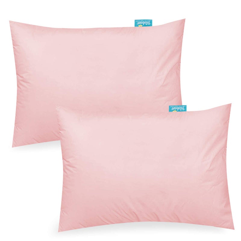Biloban Organic Cotton Toddler Pillowcase 2 Pack, Kids Pillowcase for Sleeping Fit Pillow Sized 13"x 18" or 14"x19", Envelope Travel Pillowcases for Girl Boy, Pink - Image 1