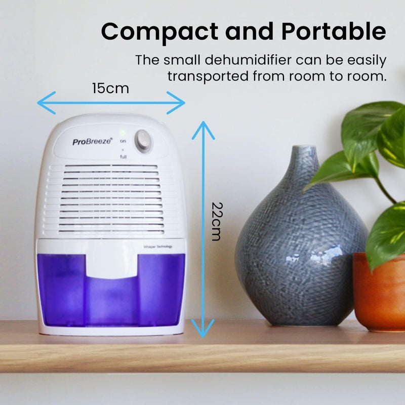 Pro Breeze 500ml Premium Dehumidifier - Ultra Quiet Peltier Technology, Energy Efficient, Auto-Off Safety, Portable Mini Electric Dehumidifier, Ideal for Home, Bedroom & Bathroom - Image 4