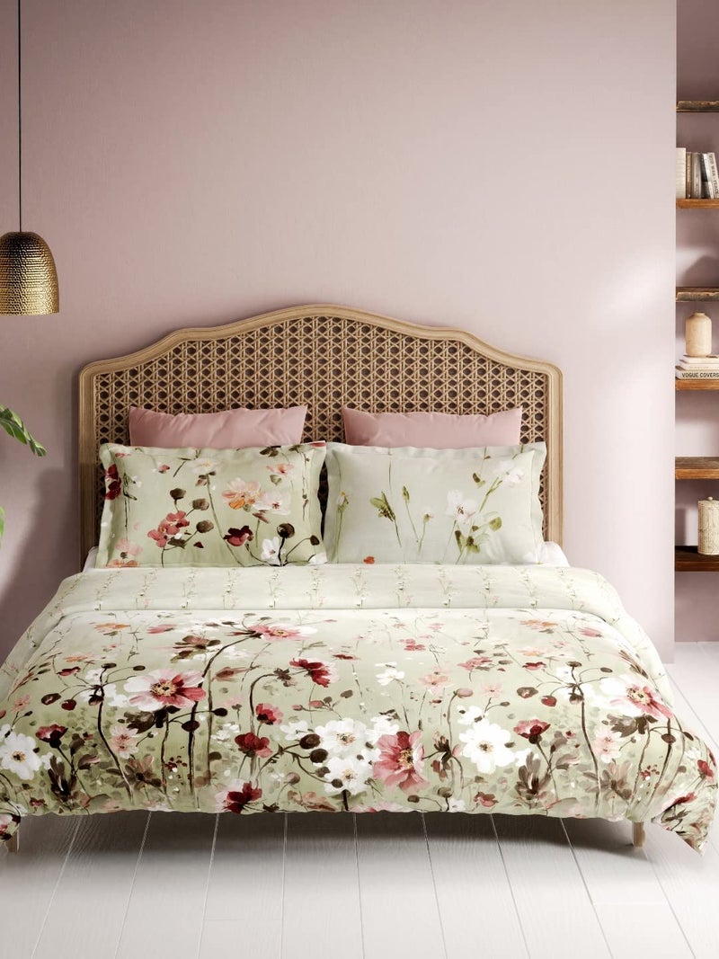 DDECOR Live beautiful DDECOR Grandiose Floral 150TC Double Bed Sheet Set with Two Pillow Covers Red 