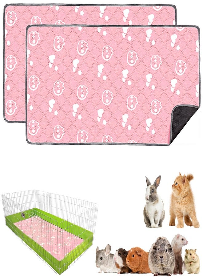 Mooydee 2 Pack Guinea Pig Bedding - Washable Guinea Pig Cage Liners, Waterproof Reusable & Anti Slip Pee Pads Super Absorbent Mats for Small Animals Pet Rabbit Bunny Hamster Rat (Pink, 48 x 24 Inch) - Image 1