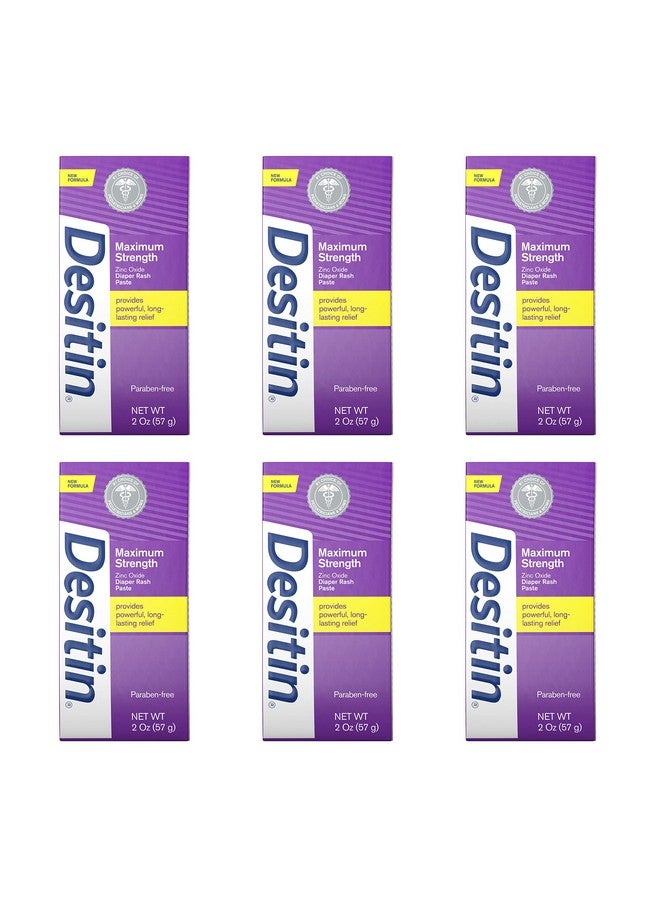 Desitin كريم طفح الحفاضات للأطفال بقوة قصوى مع 40% أكسيد الزنك للعلاج، التخفيف والوقاية، خالي من المواد المسببة للحساسية، خالي من الفثالات والبارابين، حجم السفر، 2 أونصة (عبوة من 6)  - Image 1