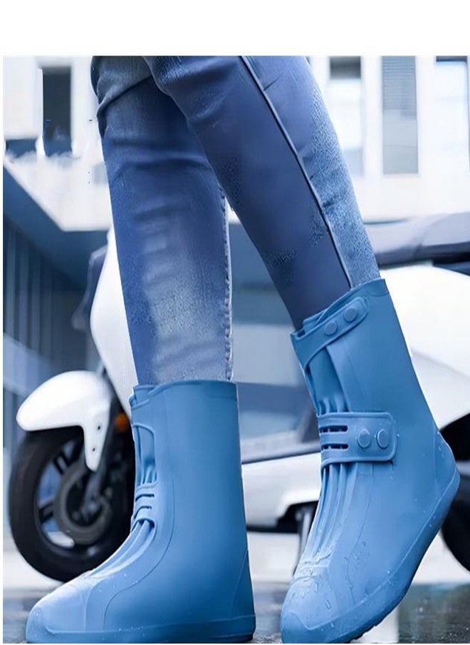 Loquat - Children's Mid Tube Rain Boots Blue - Image 1
