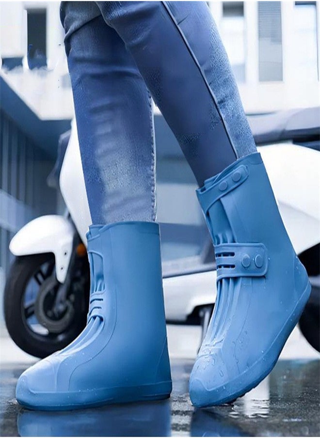 Loquat - Children's Mid Tube Rain Boots Blue - Image 1