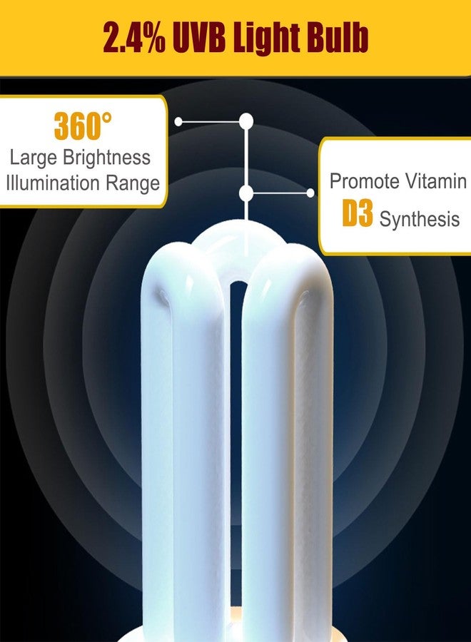 KINGYEENUO 2 Pack E26 UVA UVB Light Bulb for Birds 2.4 UVB 20W Compact Flourescent Lamp for All Kinds Captive Birds, Natural Sunlight Simulation Bird Parrot Light Bulb - Image 5