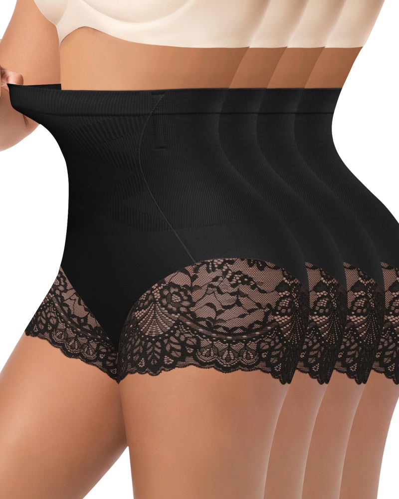MIOTAN Women's Underwear Pack High Waisted Tummy Control Top Ladies Panties Postpartum Compression Post Partum, Black-L - Image 1