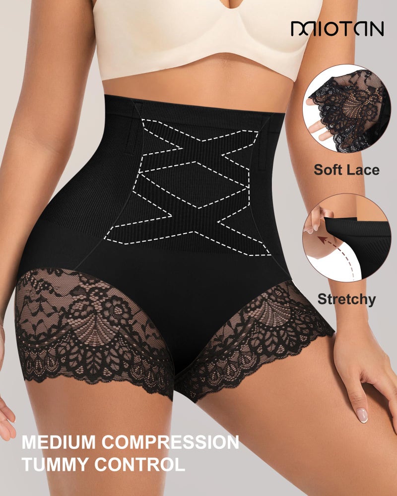 MIOTAN Women's Underwear Pack High Waisted Tummy Control Top Ladies Panties Postpartum Compression Post Partum, Black-L - Image 4