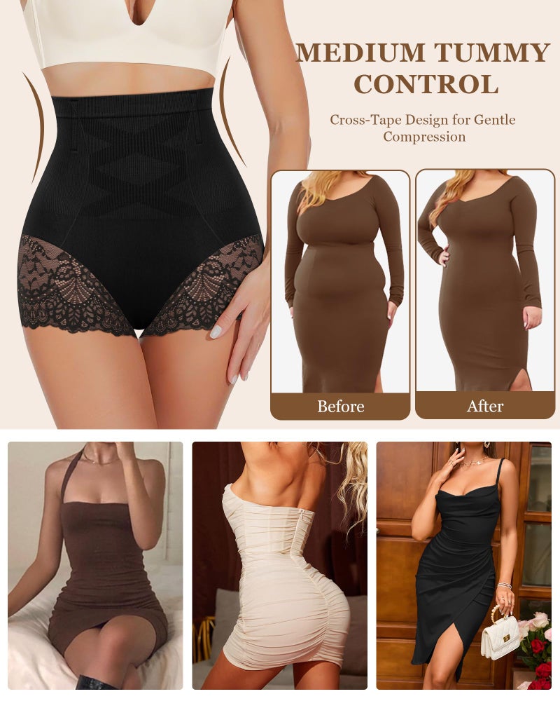 MIOTAN Women's Underwear Pack High Waisted Tummy Control Top Ladies Panties Postpartum Compression Post Partum, Black-L - Image 5