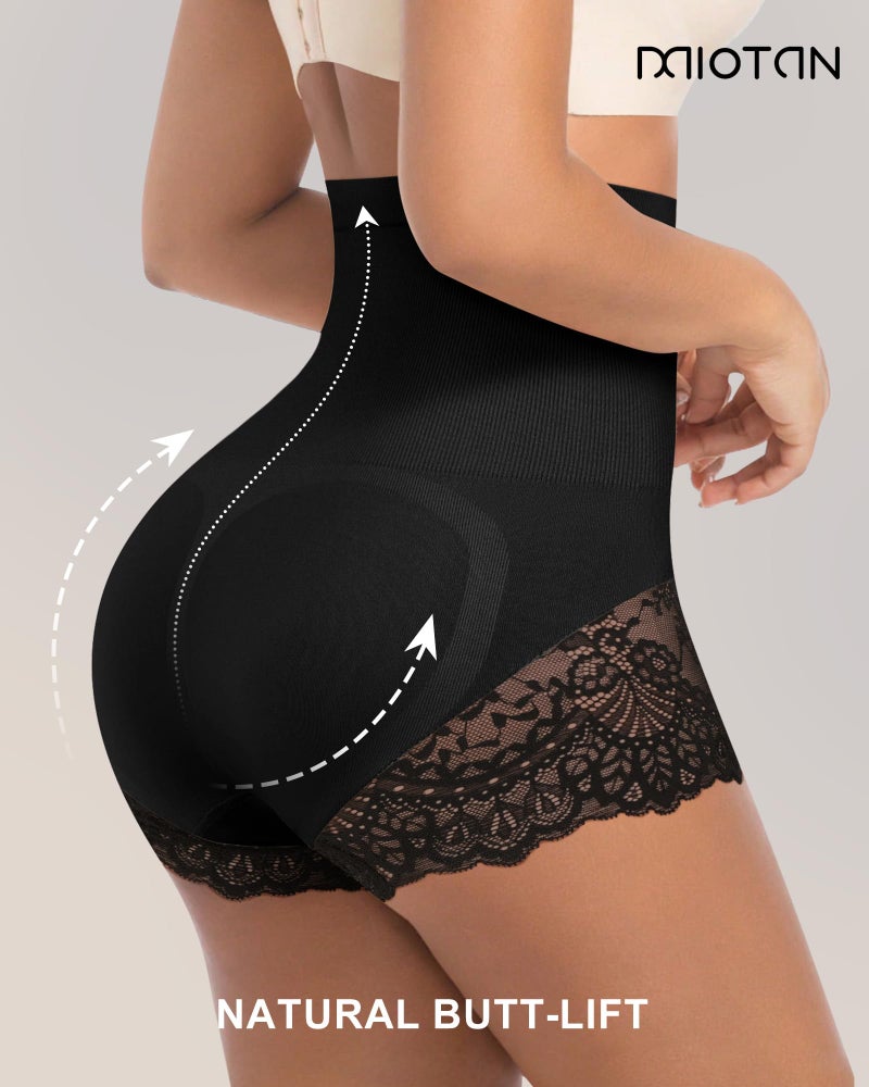 MIOTAN Women's Underwear Pack High Waisted Tummy Control Top Ladies Panties Postpartum Compression Post Partum, Black-L - Image 2