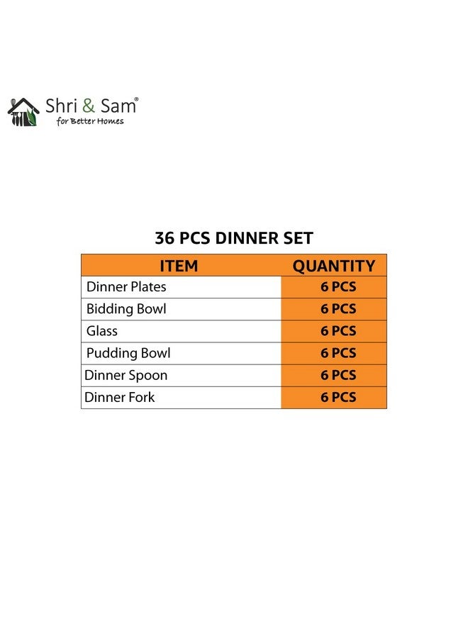 Shri & Sam Designer Stainless Steel Shagun Laser Bloom Dinner Set, 36 Pieces - Image 2