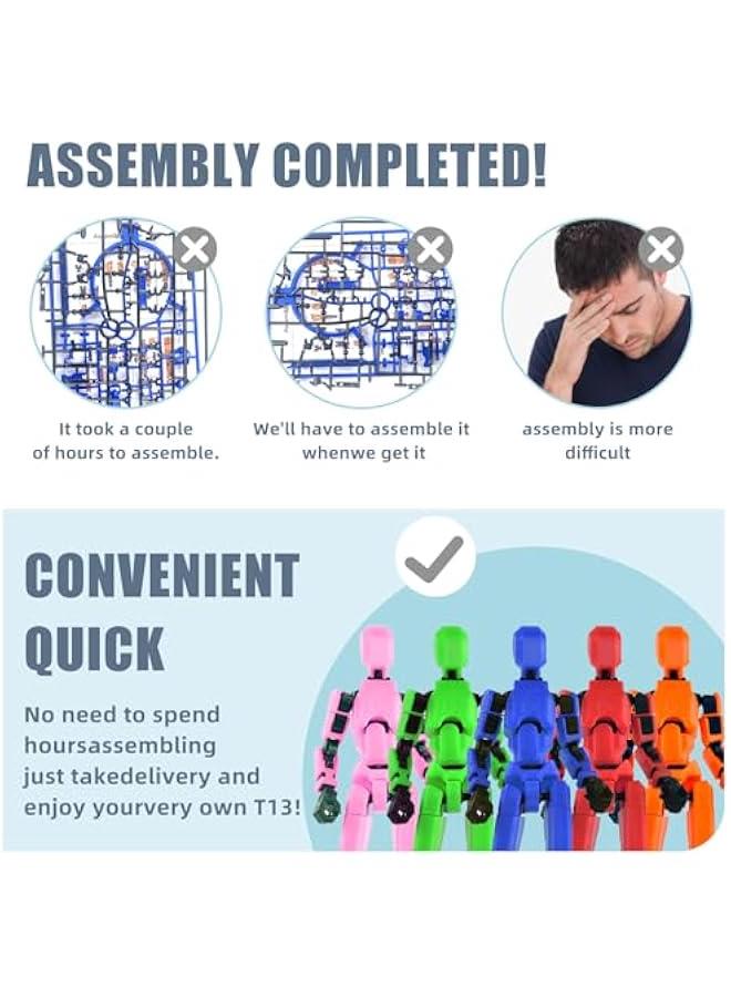 Already Assembled T13 Action Figure Accessories,Dummy 13 T13 Multi-Jointed Movable,for Collectors Desktop Decorations t-13 Movability 3D Printed Toys (Multicolor-2) - Image 2