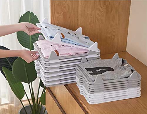 mechdel Cloth Tray Wardrobe Organizer Cabinet Folding Board for Shirts TShirt Jeans Storage Rack Closet Tray Premium Big 20PCS Set Grey - Image 4