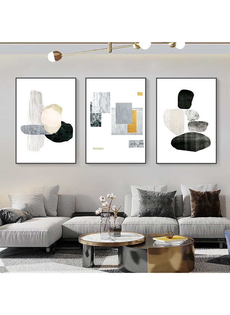 3PCS Wall Art Bright Style Minimalist Decor Modern Abstract Canvas Prints Poster Picture Framed Paintings Decorations
